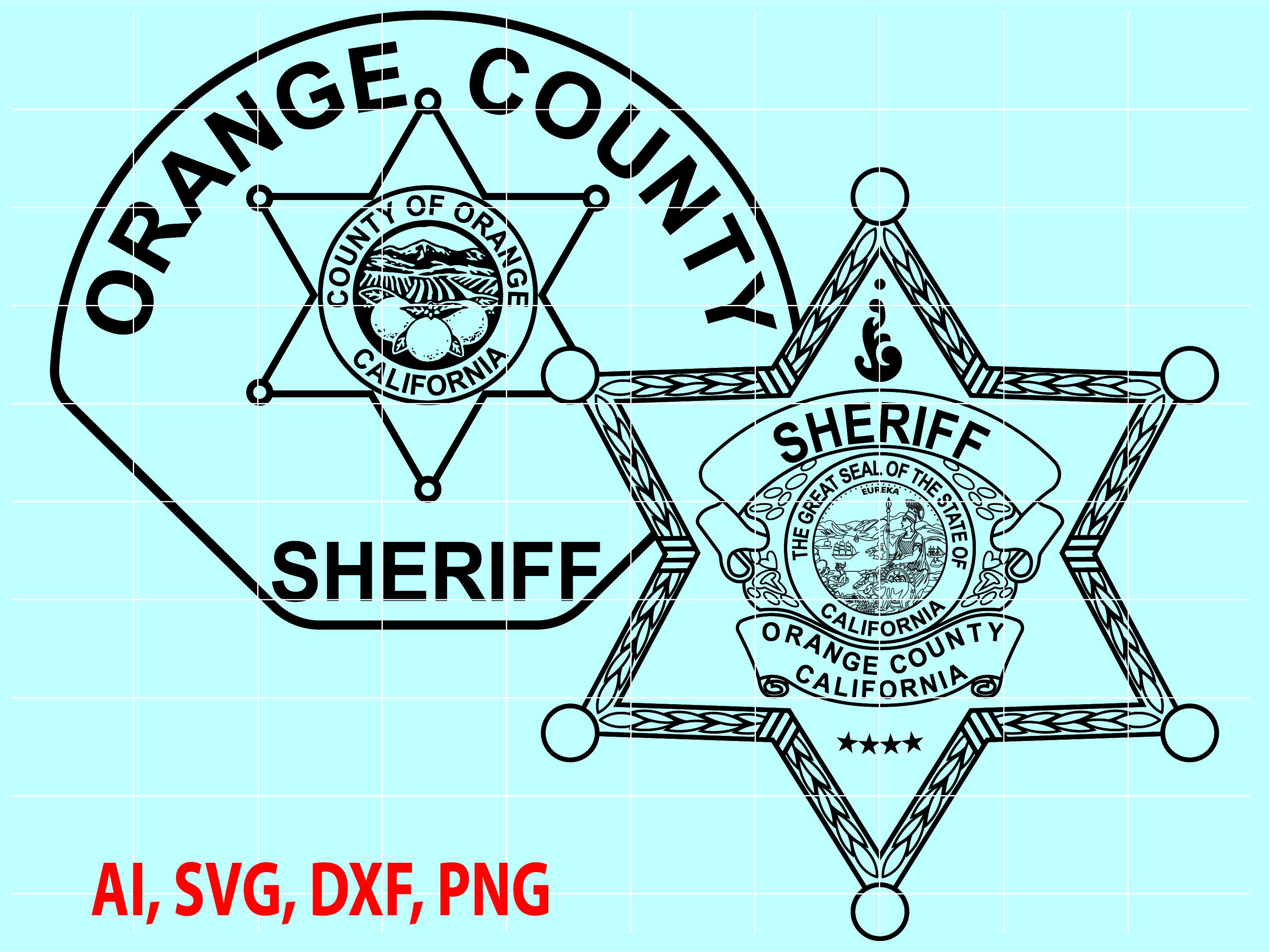 カリフォルニア州　ORANGE COUNTY　DETECTIVEバッジ California Orange County Sheriff Badge, Logo, Seal, Custom, Ai