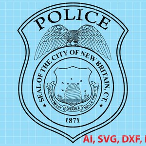 City of New Britain Police Logo, Seal, Badge, Custom, Ai, Vector, SVG, DXF, PNG,