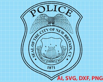 City of New Britain Police Logo, Seal, Badge, Custom, Ai, Vector, SVG, DXF, PNG,
