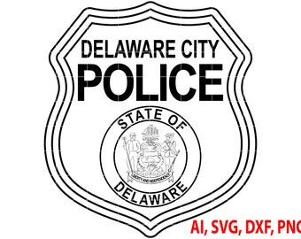 Delaware City Police SVG | State Law DXF | Cop Shield PNG
