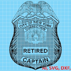 City of New York Correction Retired captain Badge, Logo, Seal, Custom, Ai, Vector, SVG, DXF, PNG,