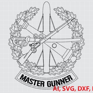 Master Gunner, Badge, Seal, Logo, Custom, Digital, Ai, Vector, SVG, DXF, PNG,