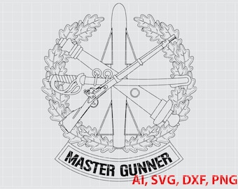 Master Gunner, Badge, Seal, Logo, Custom, Digital, Ai, Vector, SVG, DXF, PNG,