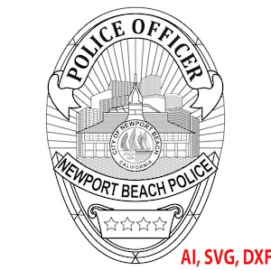 Police Badge Newport Beach, California Police Badge, Logo, Seal, Custom, Ai, Vector, SVG, DXF, PNG, Digital