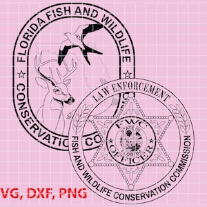 Florida Fish and Wildlife  Conservation Commission, Law Enforcement Officer Badge, Logo, Seal, Custom, Ai, Vector, SVG, DXF, PNG, Digital