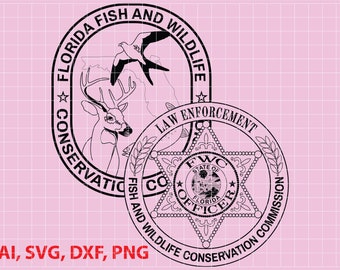 Florida Fish and Wildlife  Conservation Commission, Law Enforcement Officer Badge, Logo, Seal, Custom, Ai, Vector, SVG, DXF, PNG, Digital
