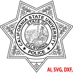 Police Badge, California State University Police Badge, Logo, Seal, Custom, Ai, Vector, SVG, DXF, PNG, Digital