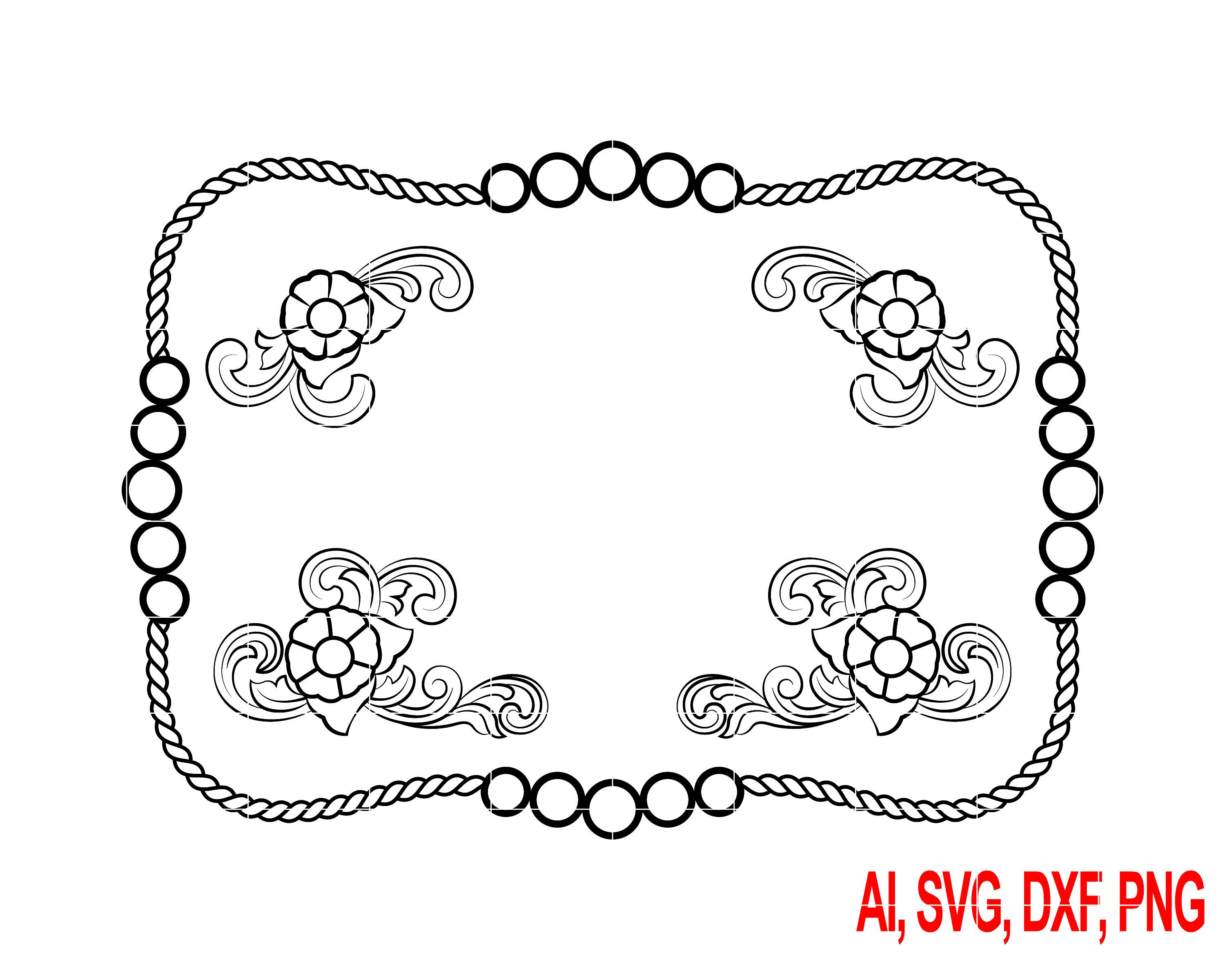 Western Scrollwork Frame Vector – Belt Buckle Engraving File (svg, Dxf ...
