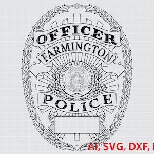 Bundesstaat Missouri Farmington Polizist Abzeichen, Ai, Vektor, SVG, DXF, PNG,