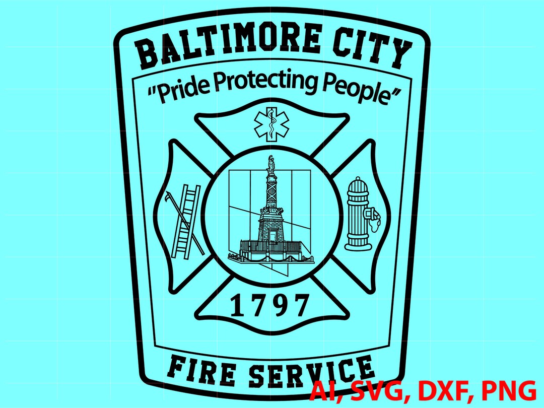 Baltimore City Fire Service Badge, Logo, Seal, Custom, Ai, Vector, SVG