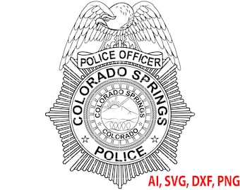 Colorado Springs Police Officer Badge, Logo, Seal, Custom, Ai, Vector, SVG, DXF, PNG, Digital