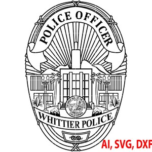 The Great Seal of Tha State of California Whittier Police Badge, Logo, Seal, Custom, Ai, Vector, SVG, DXF, PNG, Digital