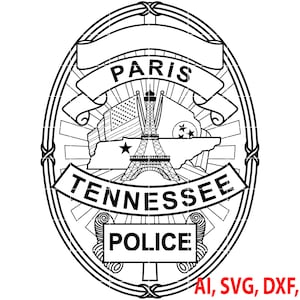 Paris Tennessee Police Badge, Logo, Seal, Custom, Ai, Vector, SVG, DXF, PNG, Digital
