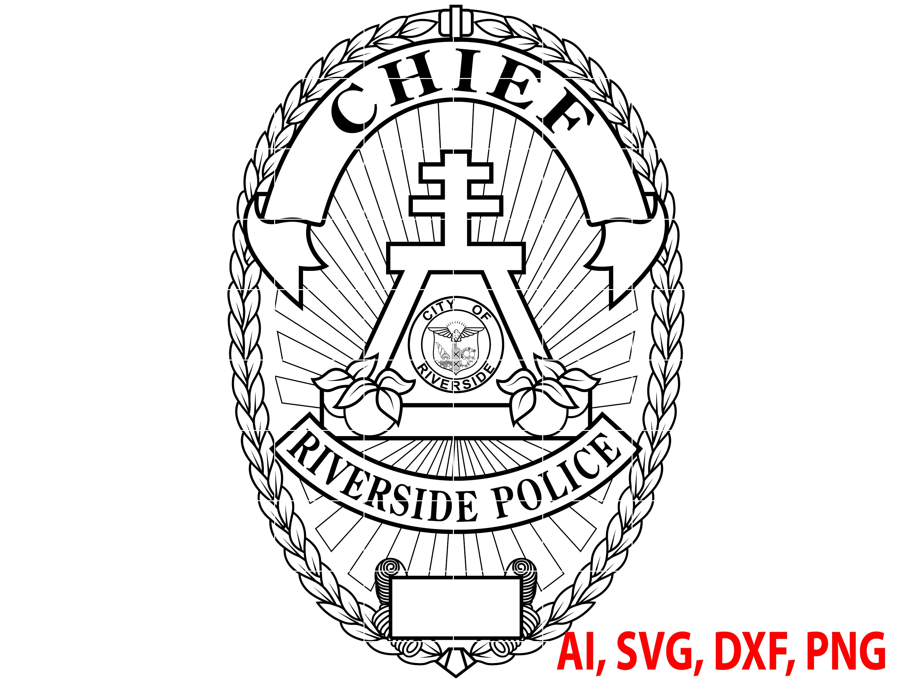 Riverside Police Chief Badge Logo Seal Custom Ai Vector Etsy