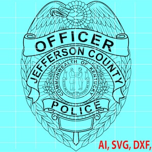 Jefferson County Police Officer Badge, Logo, Seal, Custom, Ai, Vector, SVG, DXF, PNG, Digital