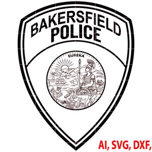 Bakersfield Police Badge, Logo, Seal, Custom, Ai, Vector, SVG, DXF, PNG, Digital