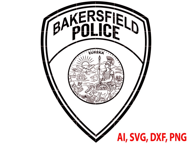Bakersfield Police Badge Logo Seal Custom Ai Vector SVG Etsy