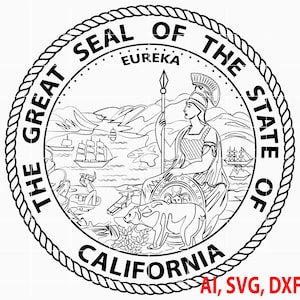The Great seal of the State of California Badge, Logo, Seal, Custom, Ai, Vector, SVG, DXF, PNG, Digital