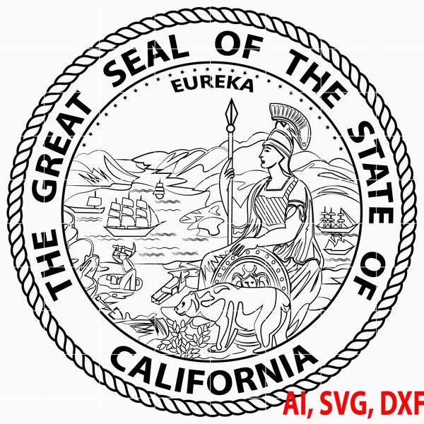 The Great seal of the State of California Badge, Logo, Seal, Custom, Ai, Vector, SVG, DXF, PNG, Digital