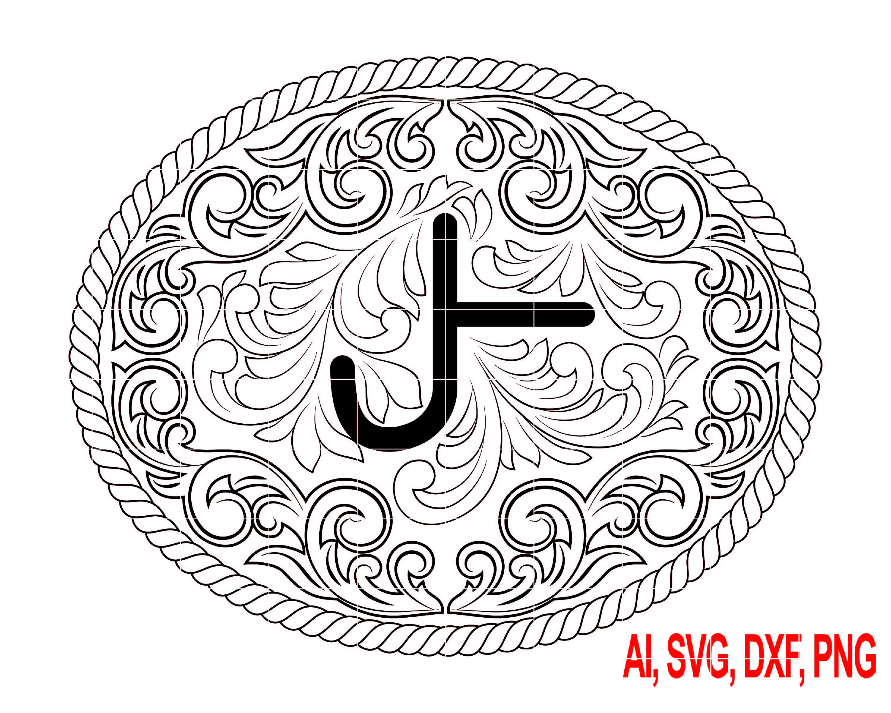 Scrollwork Belt Buckle Engraving File SVG Vector (digital Download) - Etsy