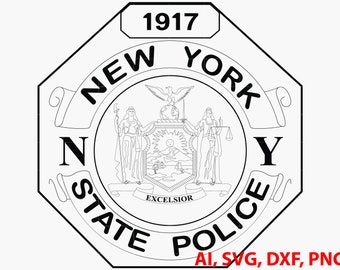New York State Police Badge, Logo, Seal, Custom, Ai, Vector, SVG, DXF, PNG, Digital