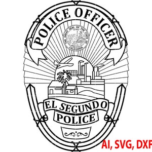 El Segundo Police Officer Badge Logo - Vector SVG DXF PNG (Digital)