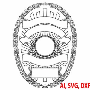 Blank Officer Badge, Logo, Seal, Custom, Ai, Vector, SVG, DXF, PNG, Digital