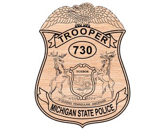Trooper Michigan State Police Badge, Logo, Seal, Custom, Ai, Vector, SVG, DXF, PNG, Digital