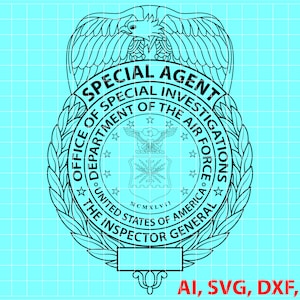 United States Department of The Air Force Special Agent Badge, Logo, Seal, Custom, Ai, Vector, SVG, DXF, PNG, Digital