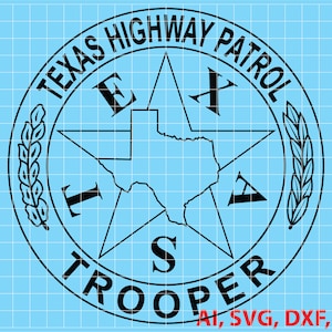 Texas Highway Patrol Trooper Police Logo, Seal, Badge, Custom, Ai, Vector, SVG, DXF, PNG,