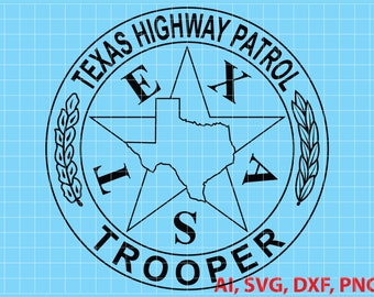 Texas Highway Patrol Trooper Police Logo, Seal, Badge, Custom, Ai, Vector, SVG, DXF, PNG,