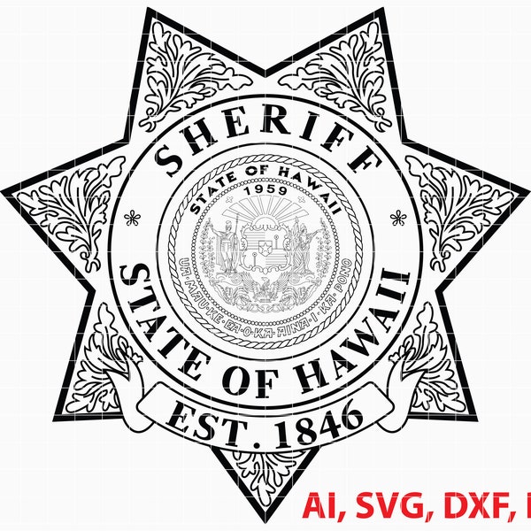 State of Hawaii Sheriff Logo, Seal, Badge, Custom, Ai, Vector, SVG, DXF, PNG,