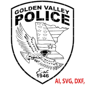 Golden valley police Badge, Logo, Seal, Custom, Ai, Vector, SVG, DXF, PNG, Digital