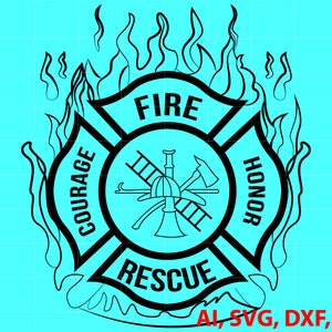 Fire Rescue Fire Fighters Badge, Logo, Seal, Custom, Ai, Vector, SVG, DXF, PNG, Digital