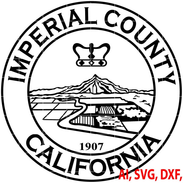 Imperial County Badge, Logo, Seal, Custom, Ai, Vector, SVG, DXF, PNG, Digital