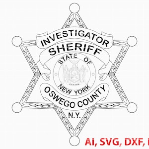 Oswego County NY Sheriff Investigator Badge Logo (Vector Files)