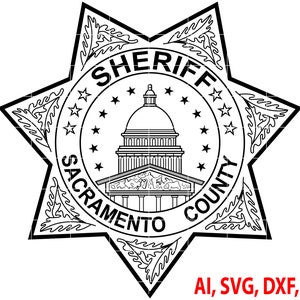 Sacramento County Sheriff Badge, Logo, Seal, Custom, Ai, Vector, SVG, DXF, PNG, Digital