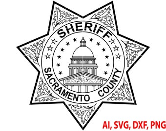 Sacramento County Sheriff Badge, Logo, Seal, Custom, Ai, Vector, SVG, DXF, PNG, Digital