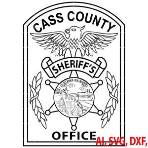 Cass County Sheriff Badge, Logo, Seal, Custom, Ai, Vector, SVG, DXF, PNG, Digital