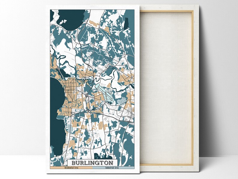 Modern 3 Panel Wall Art BURLINGTON VT Canvas Map Print Etsy
