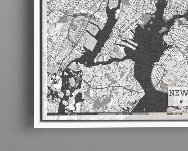 Modern Wall Art Framed NEW YORK City NY Designer Canvas Map Etsy
