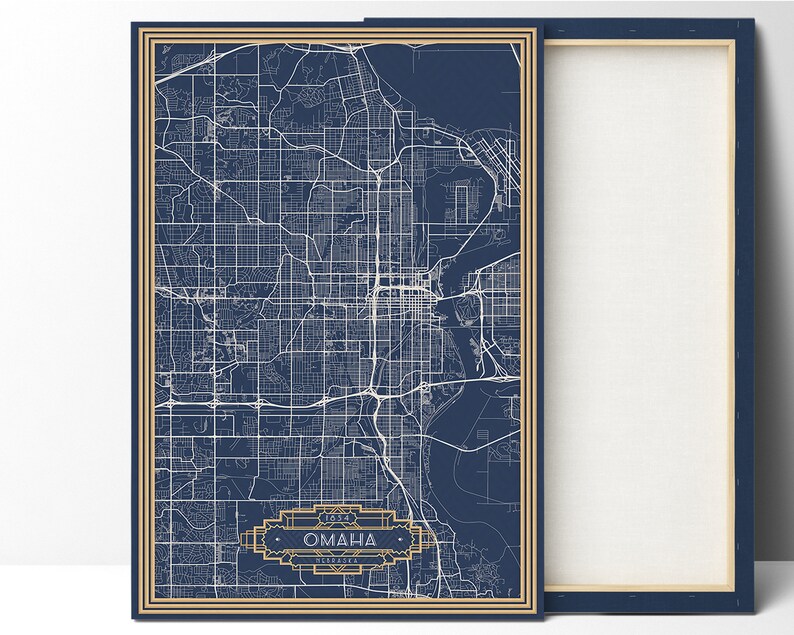 Art Deco 3 Panel Wall Art OMAHA NE Canvas Map Print Large Etsy