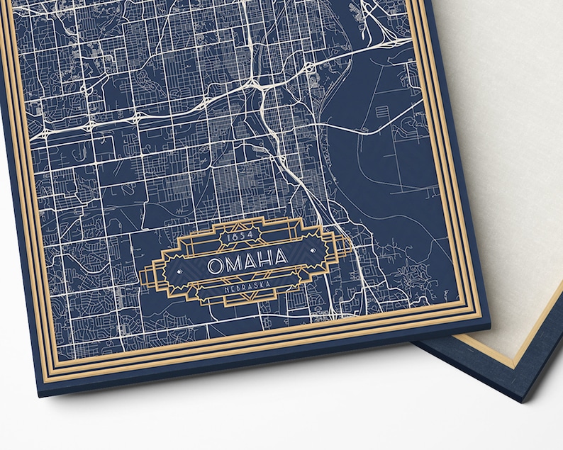 Art Deco 3 Panel Wall Art OMAHA NE Canvas Map Print Large Etsy