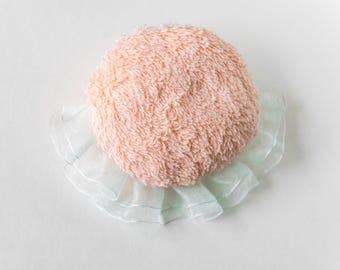 Contemporary Rounded Pink Collaged Fabric Brooch – Handmade Textile Pin Fashion Upcycled Accessory Terrycloth