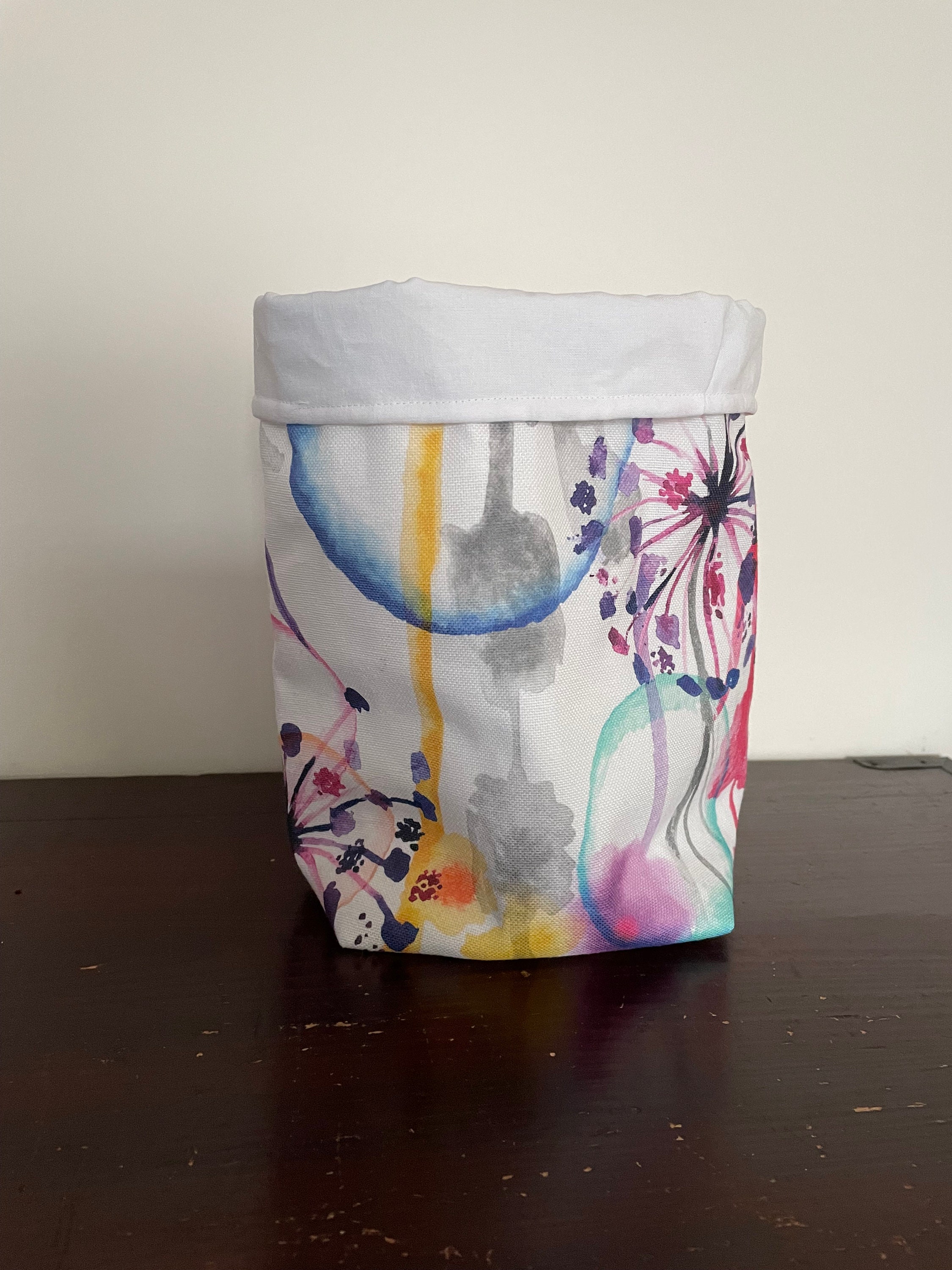 Grand Panier en Tissu Réversible | Hauteur 23 cm