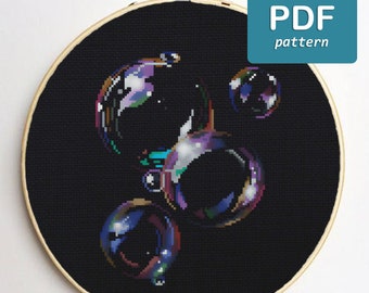 Bubbels kruissteekpatroon keuken kruissteek badkamer kruissteek moderne X Stitch kinderkamer kruissteek PDF Instant Download Home Decor