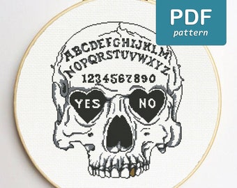 Ouijabord Cross Stitch PDF Patroon Scull Cross Stitch Witchy Wicca Cross Stitch Griezelig Halloween Cross Stitch Horror Hekserij Gothic