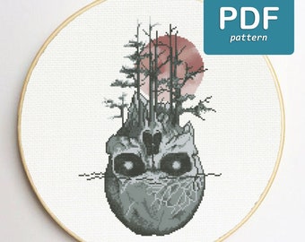 Scull Island kruissteek PDF-patroon Occulte kruissteek Witchy kruissteekpatroon Goth kruissteekpatroon Metal X Stitch Halloween
