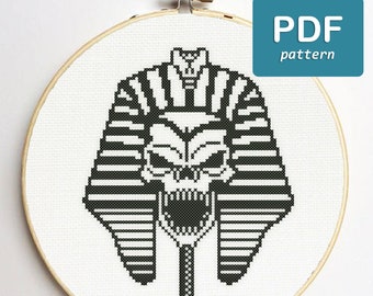 Farao Scull Cross Stitch Farao Kruissteek Kruissteek uit het oude Egypte Egyptische kruissteek Mummie kruissteek Occulte kruissteek