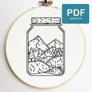 Berge Kreuzstich Muster Natur Kreuzstich PDF Sofort Download Küche Muster Needlecraft Embroidery Hugge Style Easy Cross Stitch